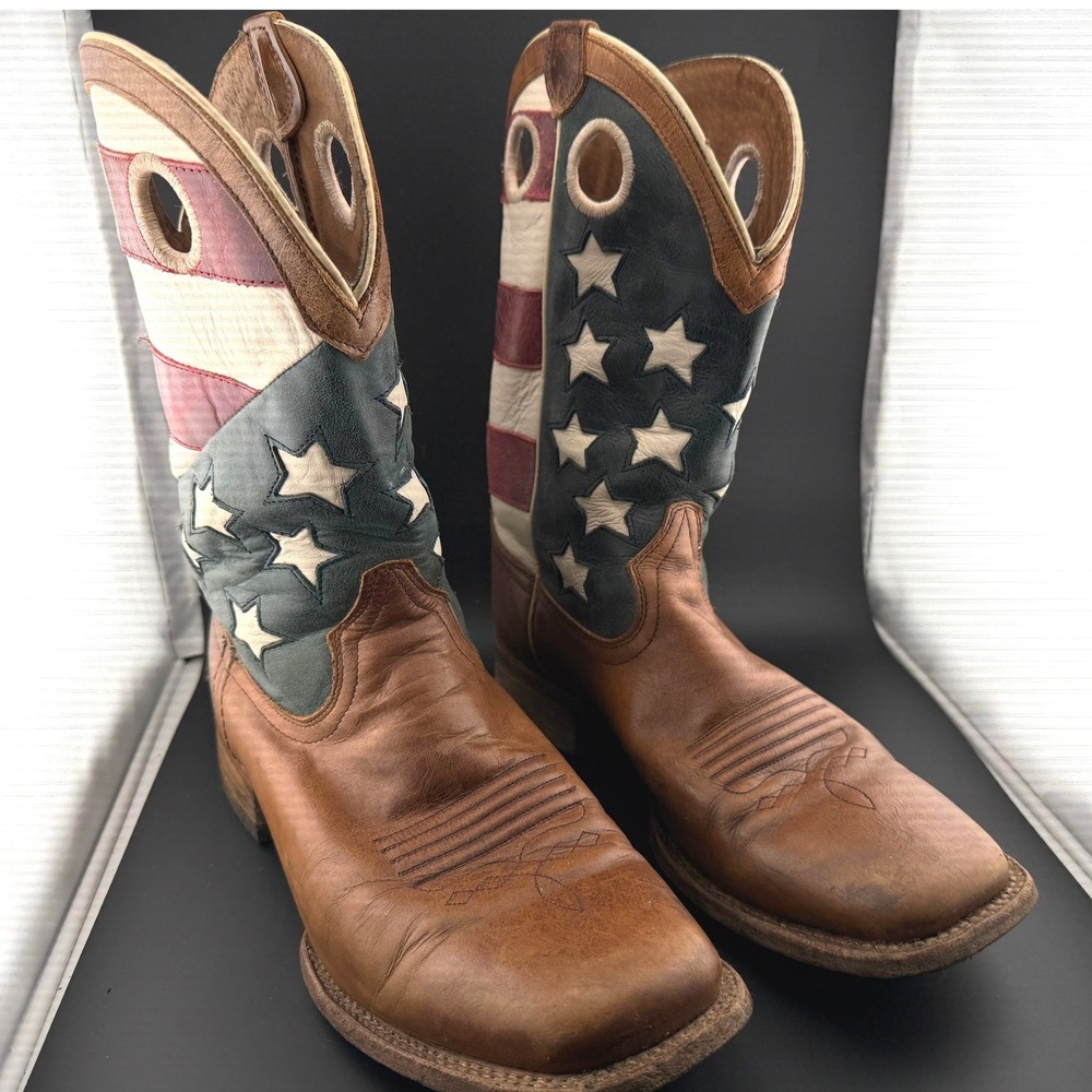 Cody James American Flag Boots-Leather, Square Toe, BCJFA19L1776, Mens 9 EE